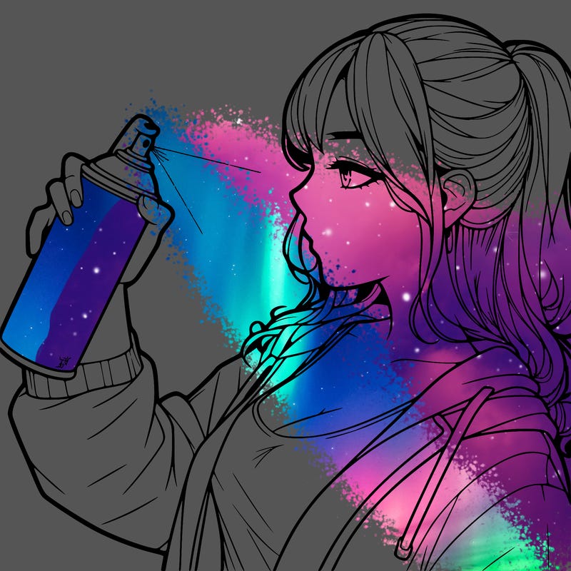 a realistic girl spray, painting