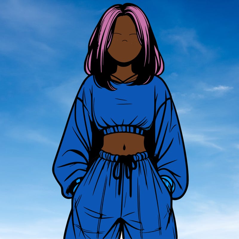 realistic girl faceless with baggy pants and a crop top