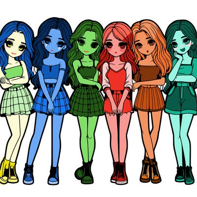 a group of girls realistic