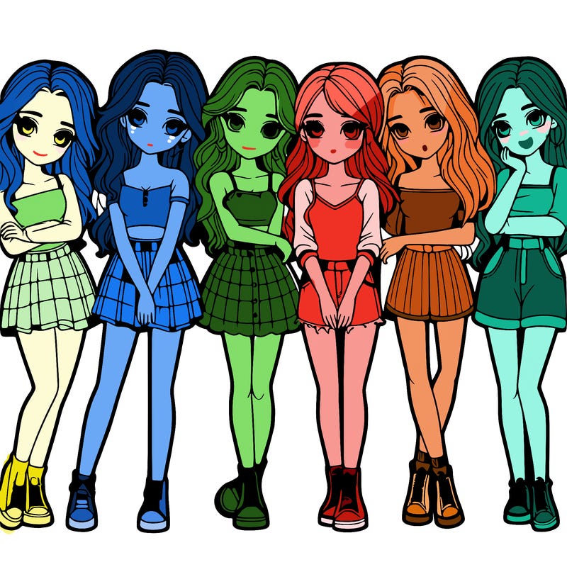 a group of girls realistic