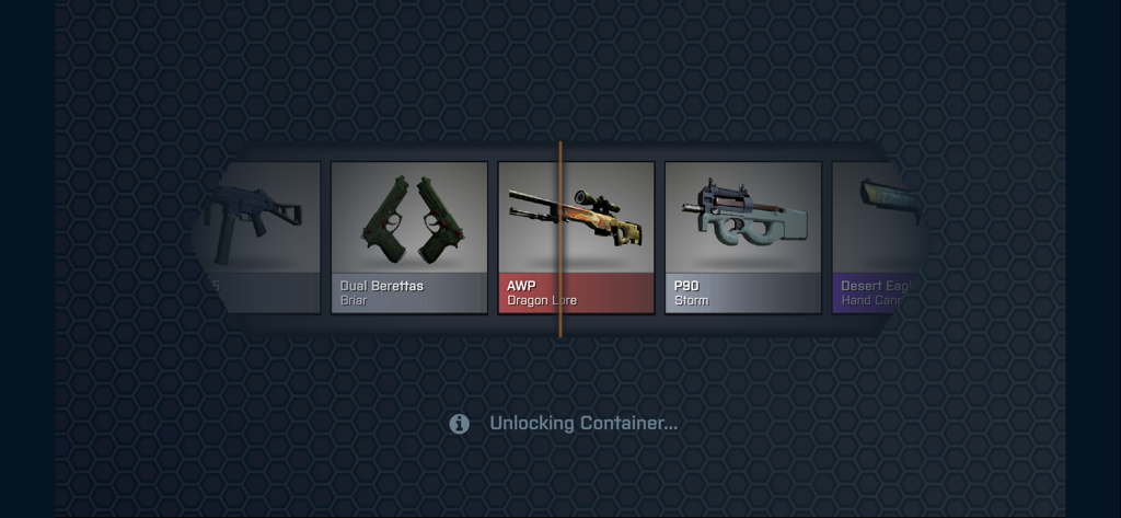 Animación de apertura de skin de arma en el simulador Case Opener