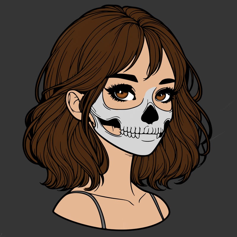 realistic girl with skull