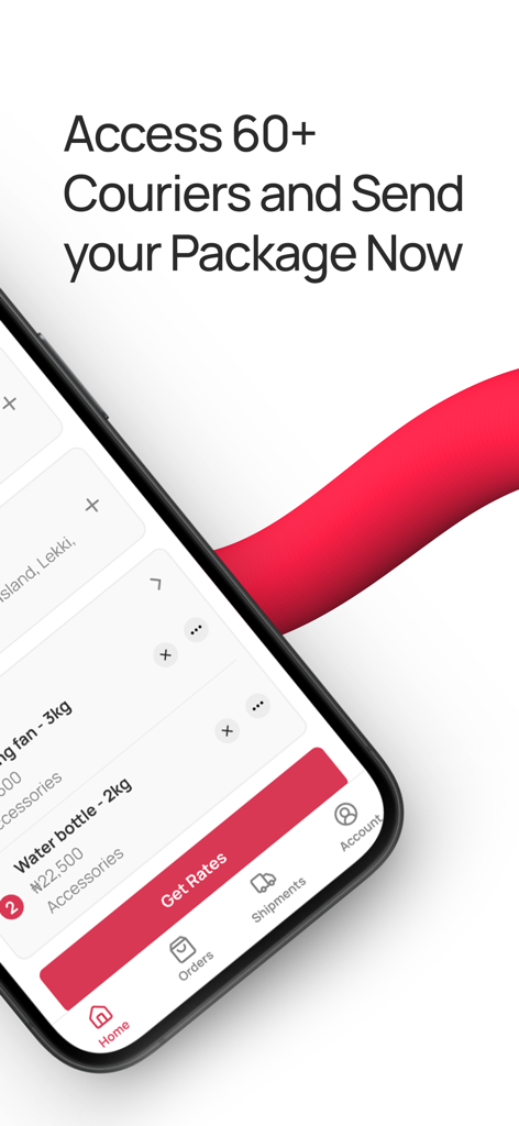 Shipbubble - Shipbubble app interface showing how to access over sixty couriers to send a package.