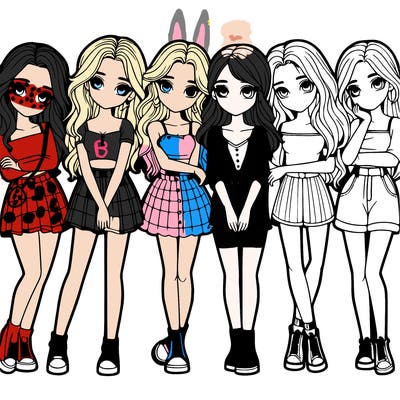 a group of girls realistic