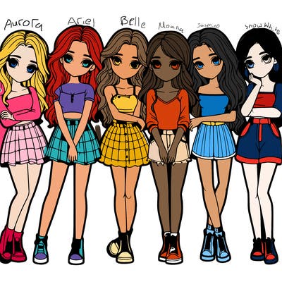 a group of girls realistic