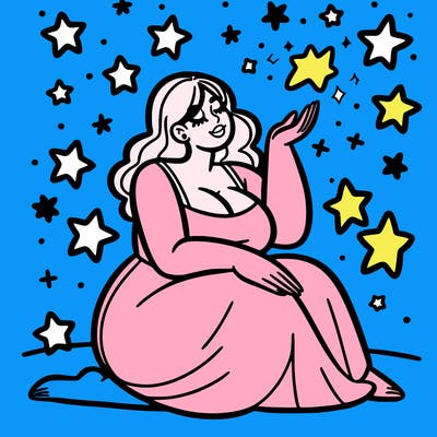 plus size woman looking at stars