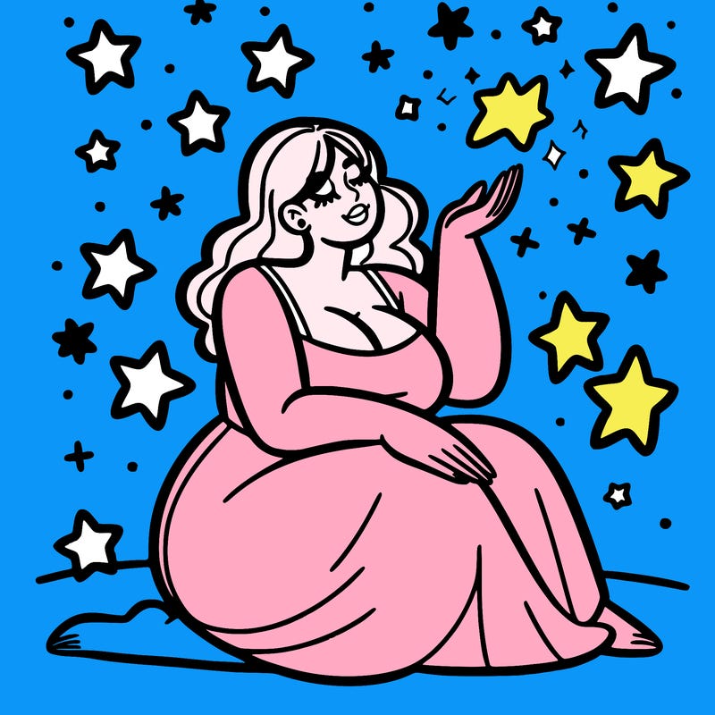 plus size woman looking at stars
