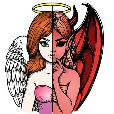 realistic angel half demon