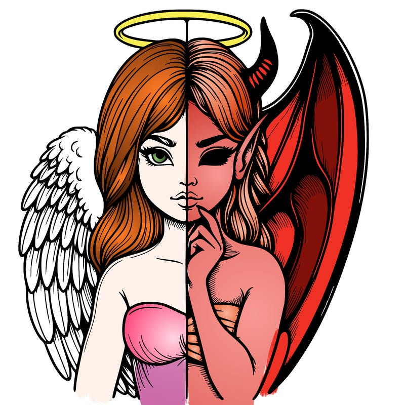 realistic angel half demon