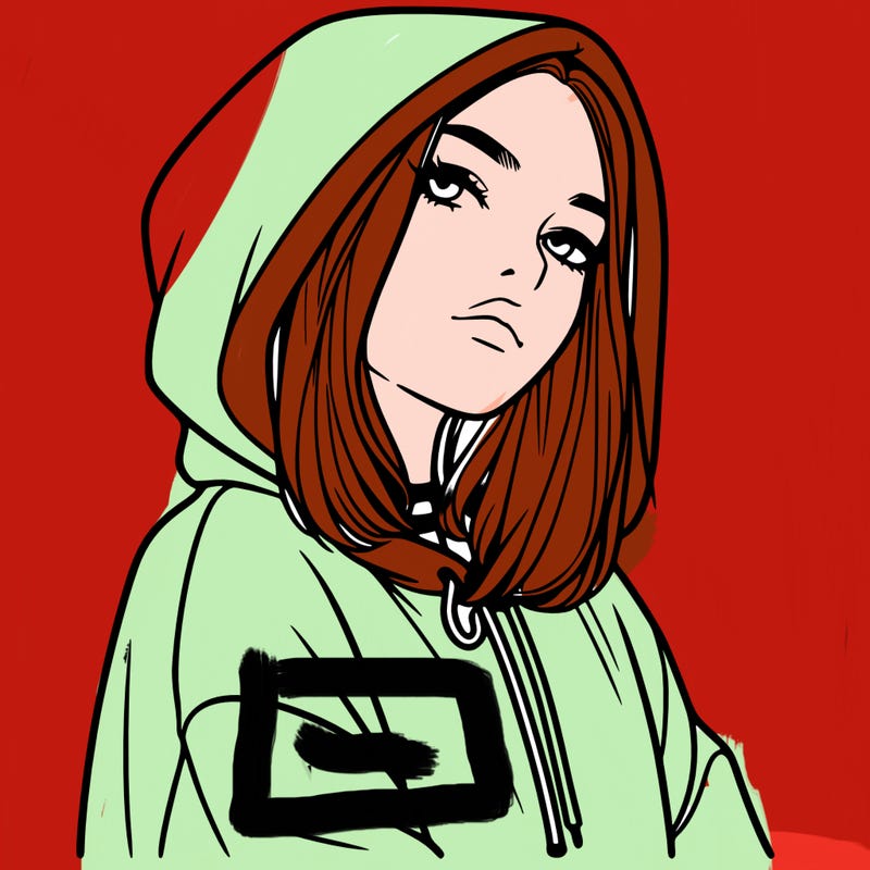 a realistic girl in a hoodie