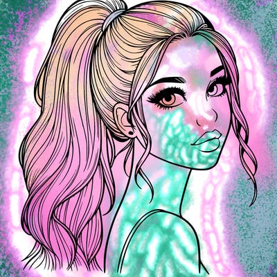 realistic pretty girl with high pony tail