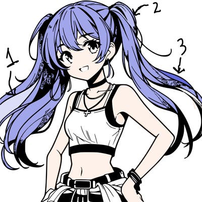 anime girl wearing crop top