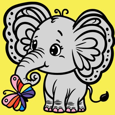 elephant with butterfly ears