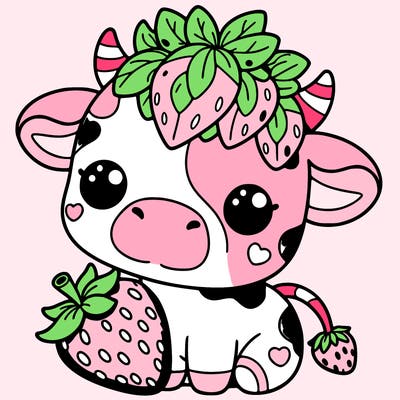 cute strawberry cow