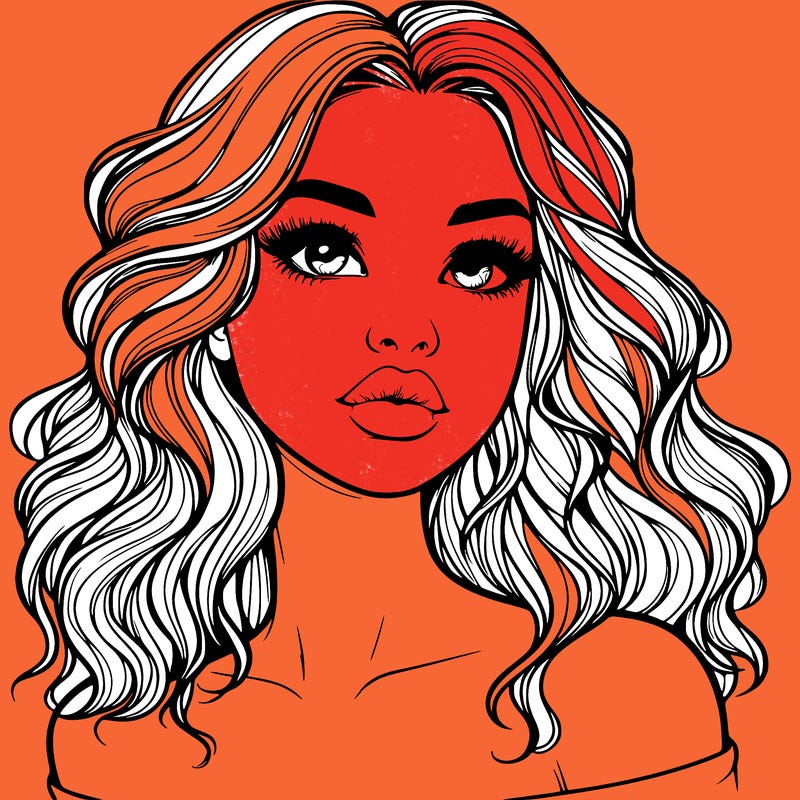 realistic girl with wavy hair and lips