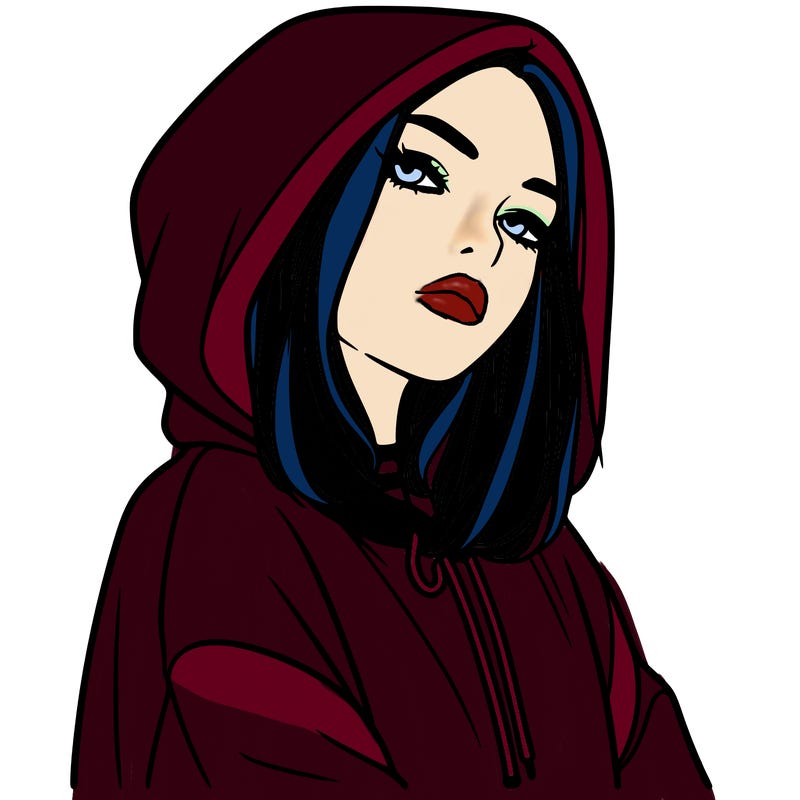 a realistic girl in a hoodie