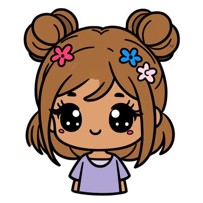 cute girl whith  her hair in buns