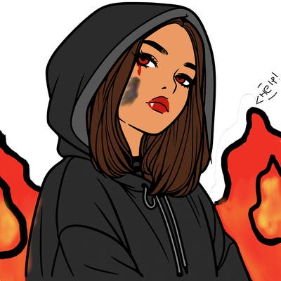 a realistic girl in a hoodie