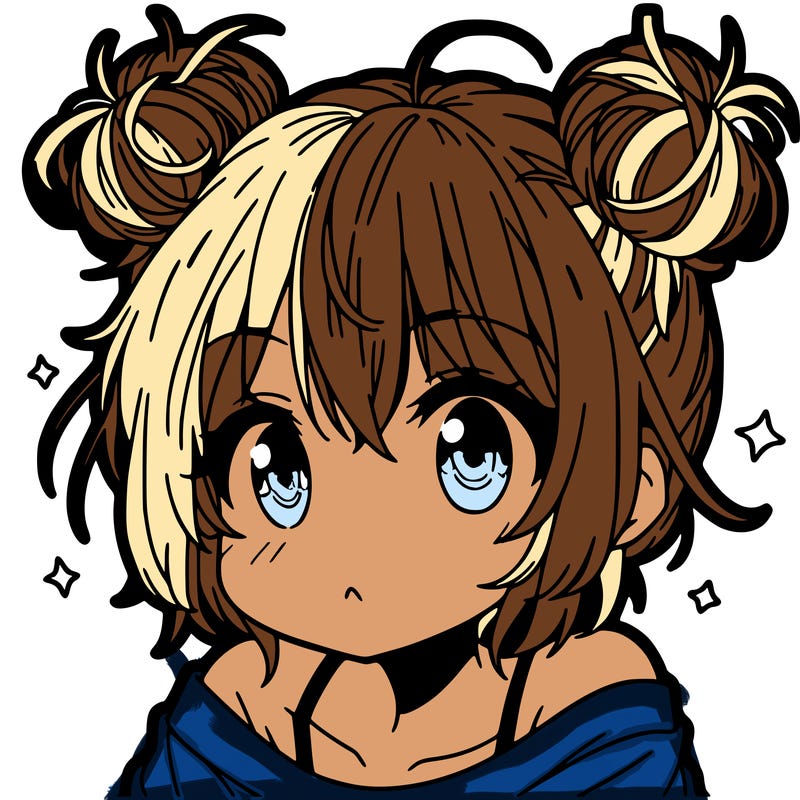 a manga girl with messy small buns