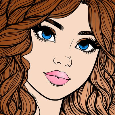 beautiful realistic girl close up to the camera with wavy hair,