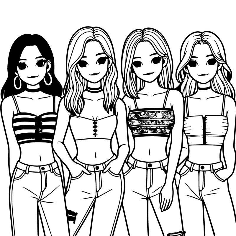 4 girls in croptops