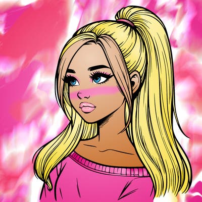 realistic girl with a high ponytail