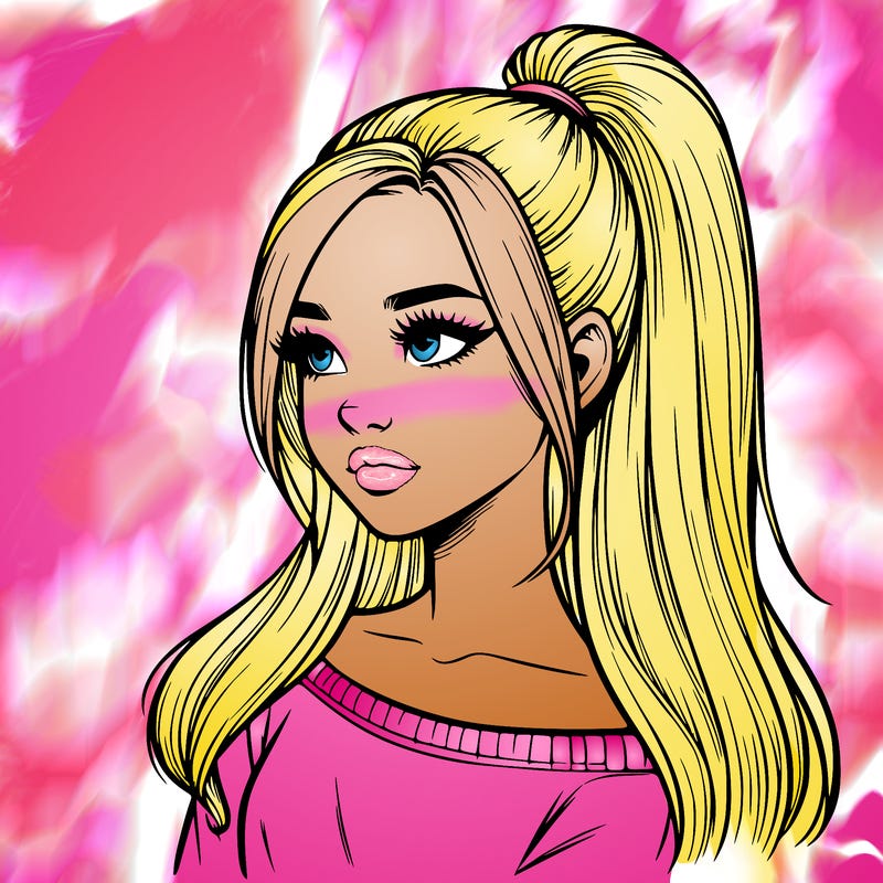 realistic girl with a high ponytail