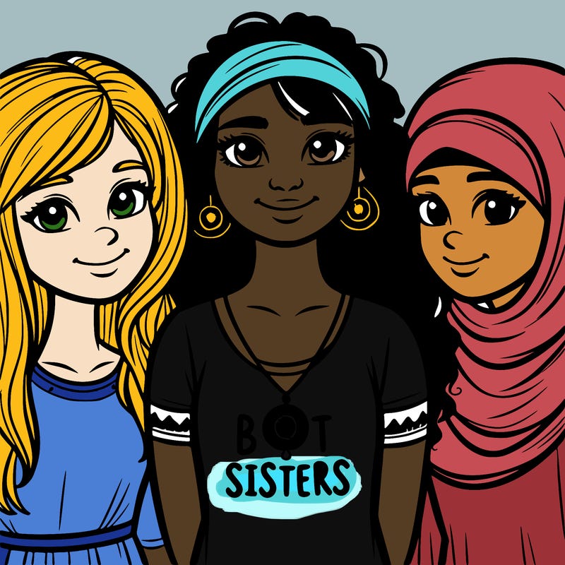 three sisters with a best sisters necklace