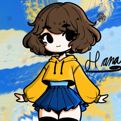 cute femboy with short, fluffy hair that softly frames their face, wearing a cropped hoodie, paired with a flouncy short skirt, and thigh-high stockings