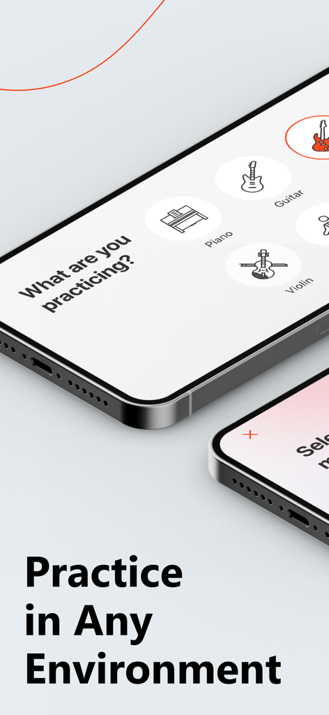 Metronome Beats: Pulse & Tempo - Metronom-App-Oberfläche mit Symbolen zur Instrumentenauswahl für Klavier, Gitarre und Geige