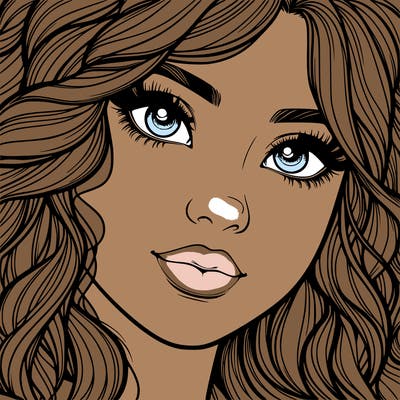 beautiful realistic girl close up to the camera with wavy hair,