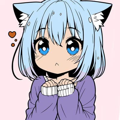 shy anime catgirl