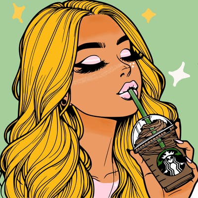 realistic girl drinking starbucks