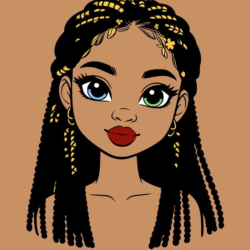a realistic black girl with braids