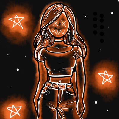 girl with a crop top and jeans