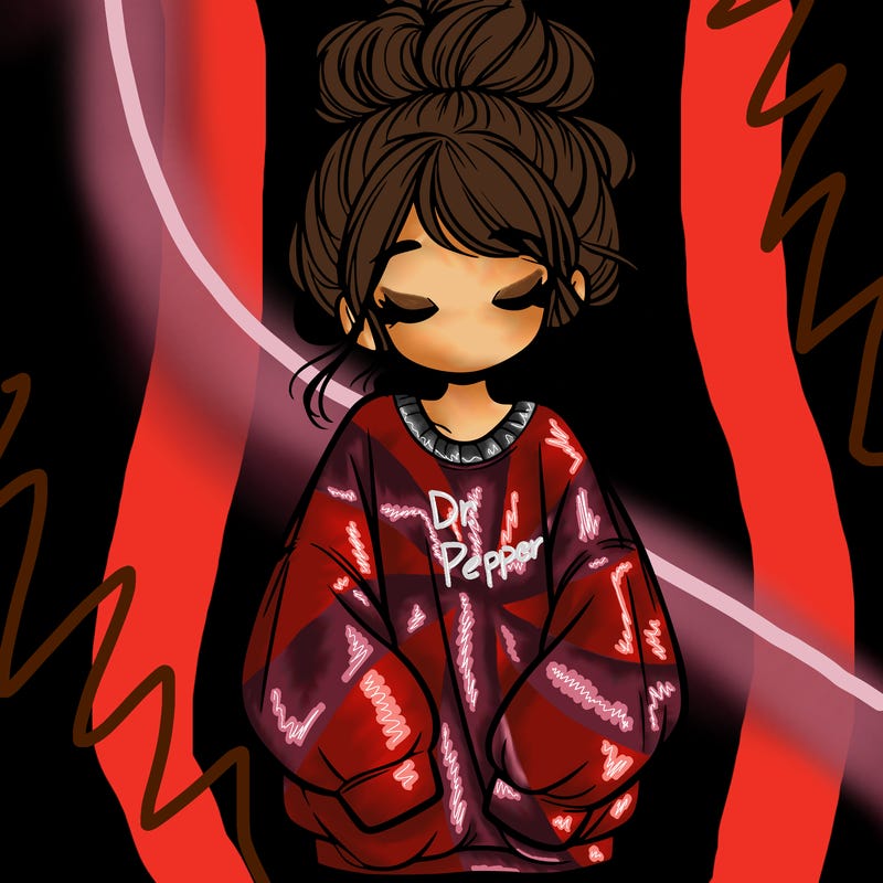 girl with baggy sweatshirt and messy bun