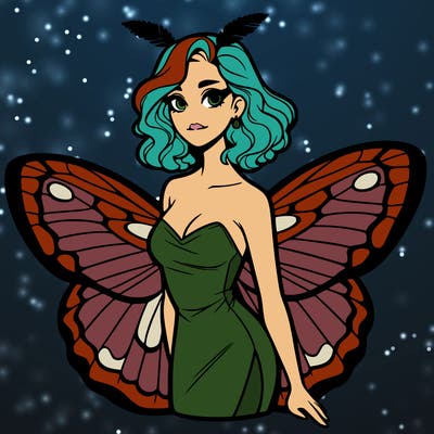 woman with moth wings