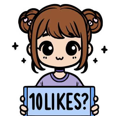cute girl that is holding a sign that says 10 likes?