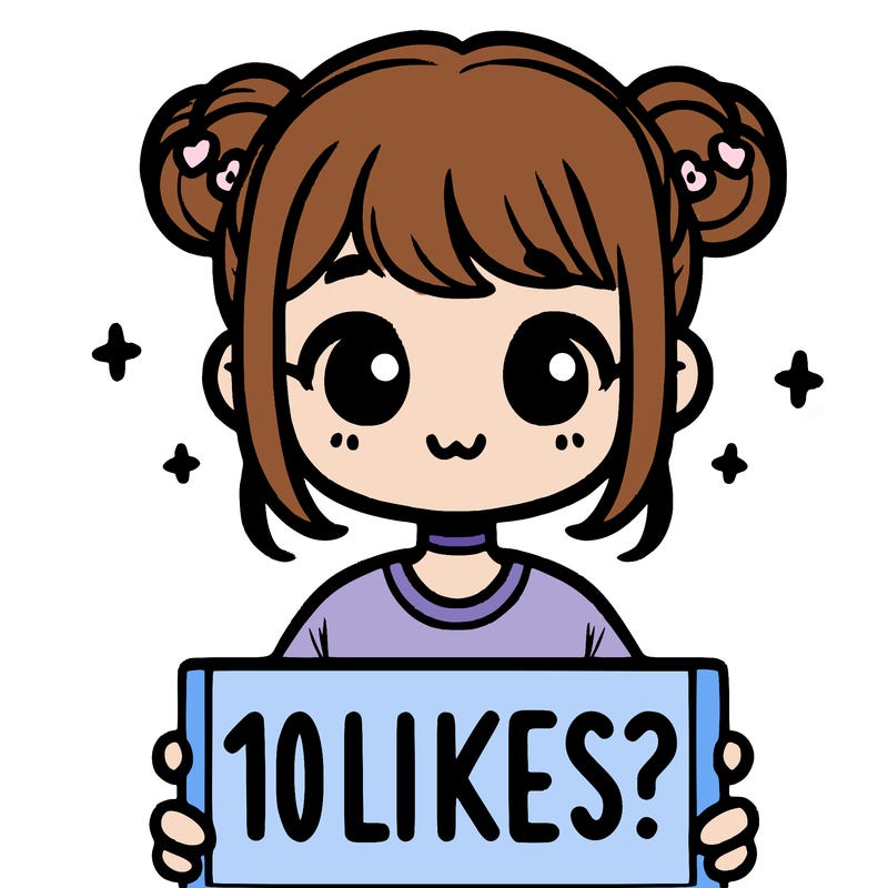 cute girl that is holding a sign that says 10 likes?