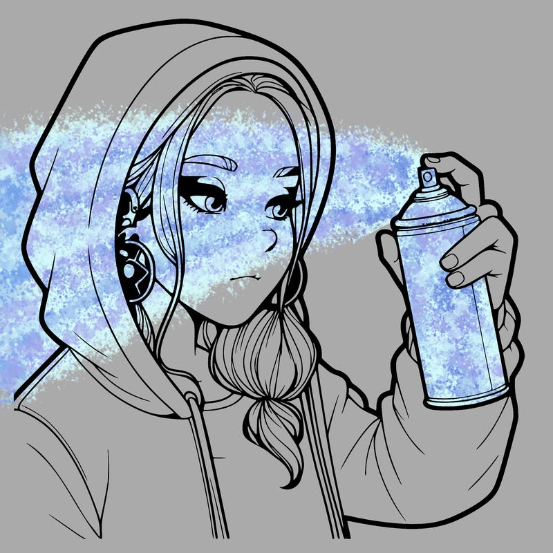 a realistic girl, spray painting