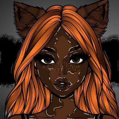 realistic girl with fox ears and realistic lips