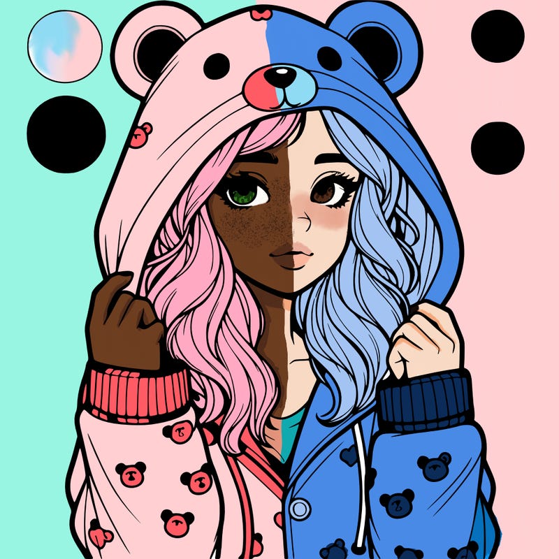 realistic girl in a animal pjs hoodie