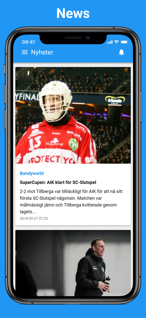 Bandygrytan - Bandygrytan app news section displaying the latest Swedish bandy league updates and articles
