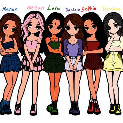 a group of girls realistic