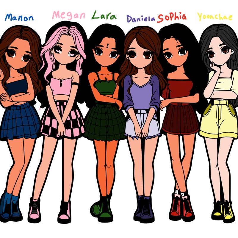 a group of girls realistic