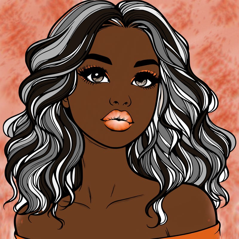 realistic girl with wavy hair and lips