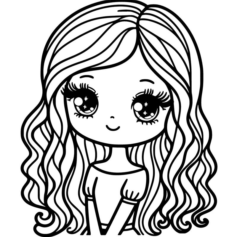 girl with long wavy hair and long eyelashes