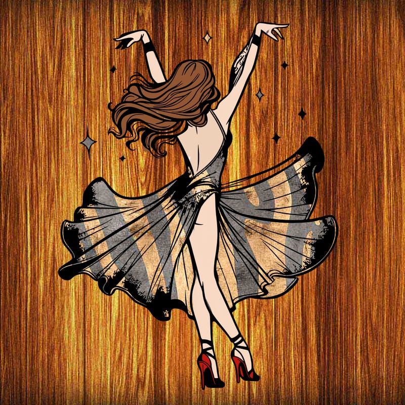 dancer dancing with a shimmery costume on realistic