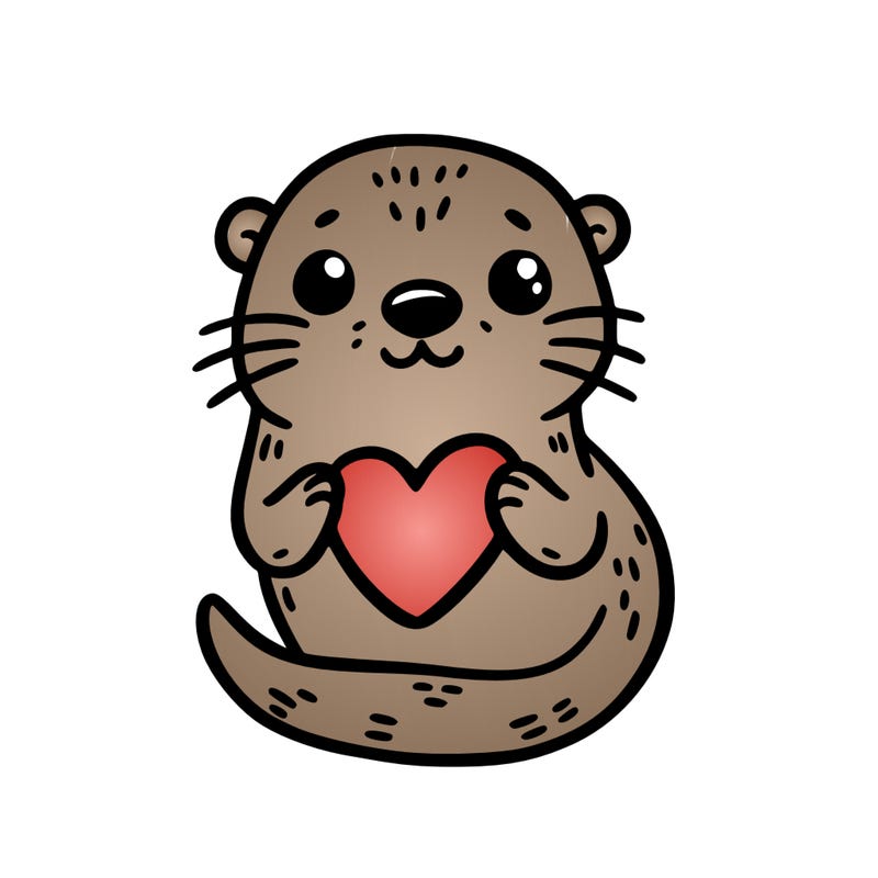 otter with a heart