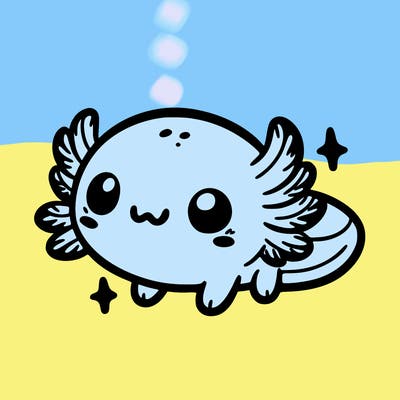 cute easy baby axolotl